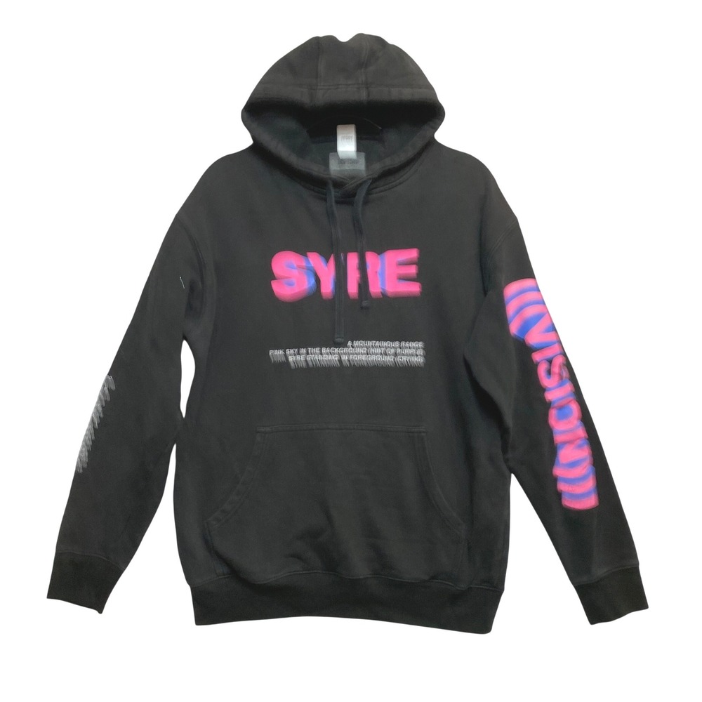 MSFTSrep SYRE Hoodie Mens Large Black Graphic Print Vision Beautiful Confusion